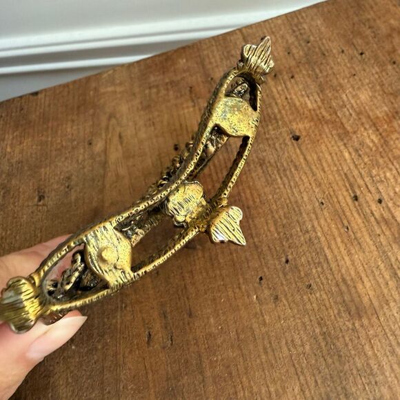 Vintage Rubbed Brass Tone Double Frame Table Top 3” x 3” - Picture 3 of 7